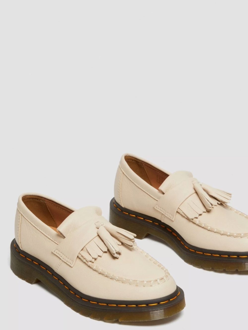 NWOT Dr.Martens Adrian Virginia Leather Tassel Loafers in Parchment Beige Sz 10 - Picture 6 of 9